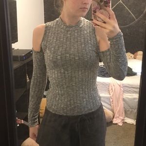 grey tight knit sweater